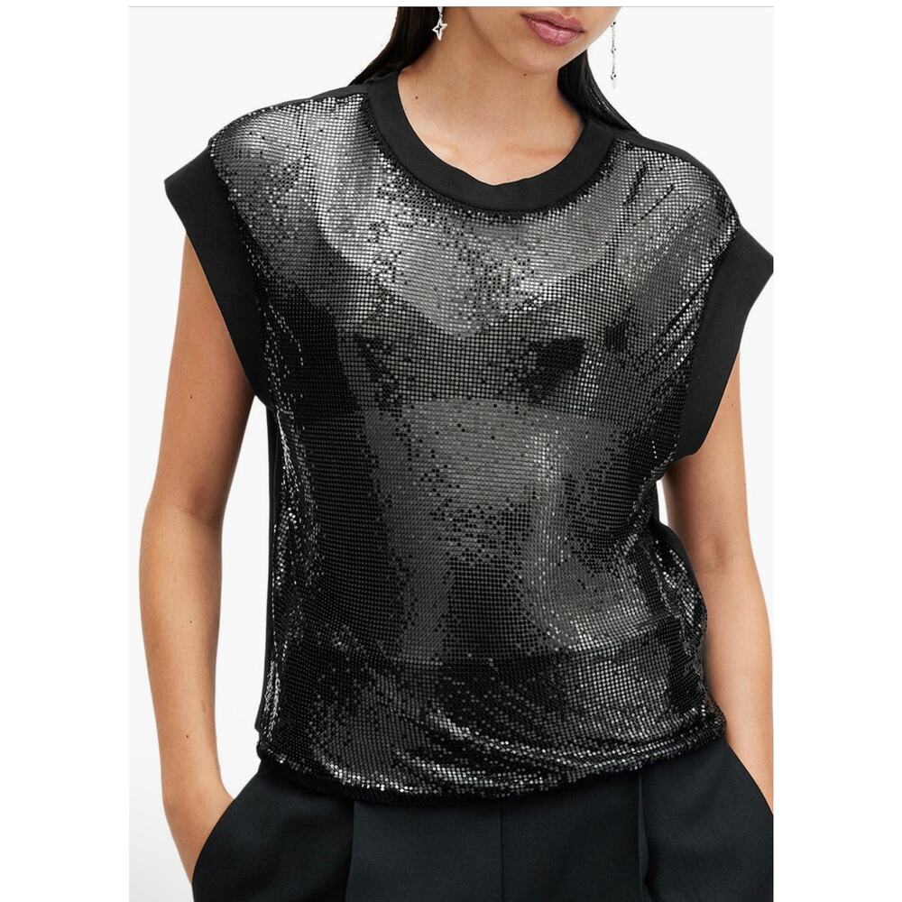 NWT Shane Mixed Media Chainmail Top size medium